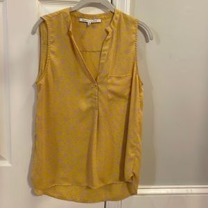 Size M golden yellow with lavender floral detail sleeveless top